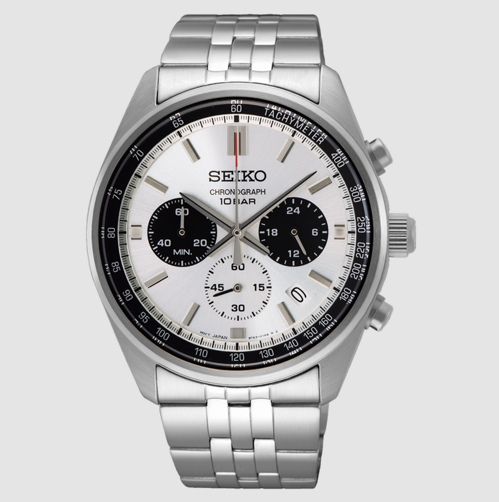 Seiko Mens Corporation Silver White Watch SSB425P Stonex Jewellers