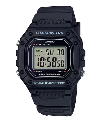 Casio Black Digital 50m WR Watch - W218H-1A