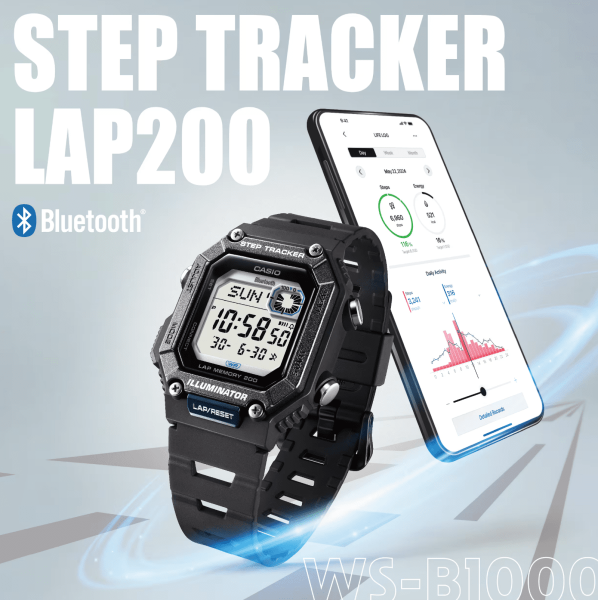Casio Black Digital with Bluetooth pairing Watch- WS-B1000-1A