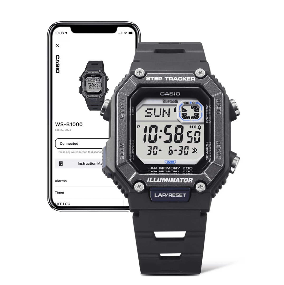 Casio Black Digital with Bluetooth pairing Watch- WS-B1000-1A
