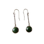 Stg SilverRound Drop New Zealand Greenstone and Earrings XP129