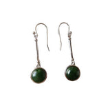 Stg SilverRound Drop New Zealand Greenstone and Earrings XP129