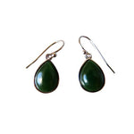 Stg Silver New Zealand Greenstone Teardrop Drop Earrings XP131