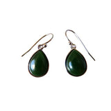 Stg Silver New Zealand Greenstone Teardrop Drop Earrings XP131