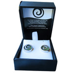 Stg Silver Koru and New Zealand Greenstone Stud earrings