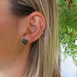 Sterling Silver & NZ Greenstone Heart Studs XP139