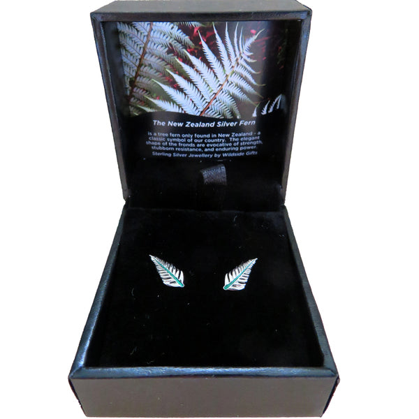 Stg silver Enamel Fern Earrings XP54