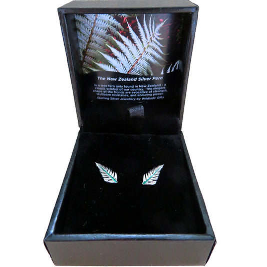 Stg silver Enamel Fern Earrings XP54