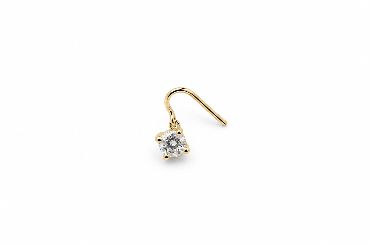 9ct Gold Lab Grown Diamond Nose Stud 0.10ct
