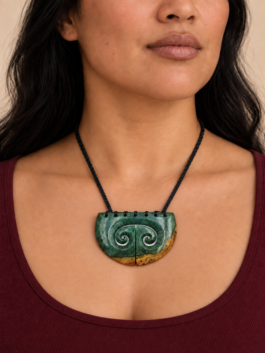 New Zealand Greenstone Breast Plate with Koru 78mm FVN203