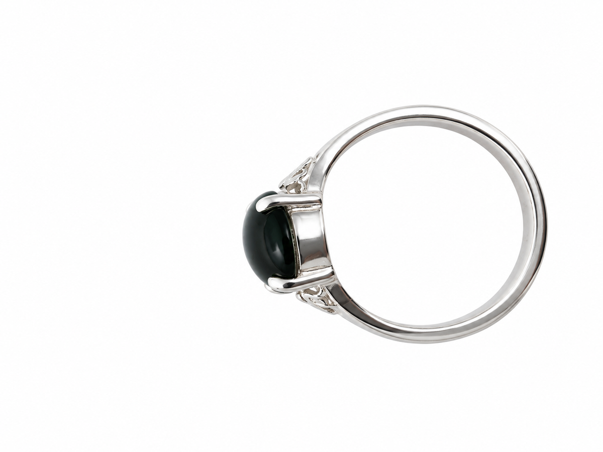 Stg Silver Greenstone set Ring ALX513