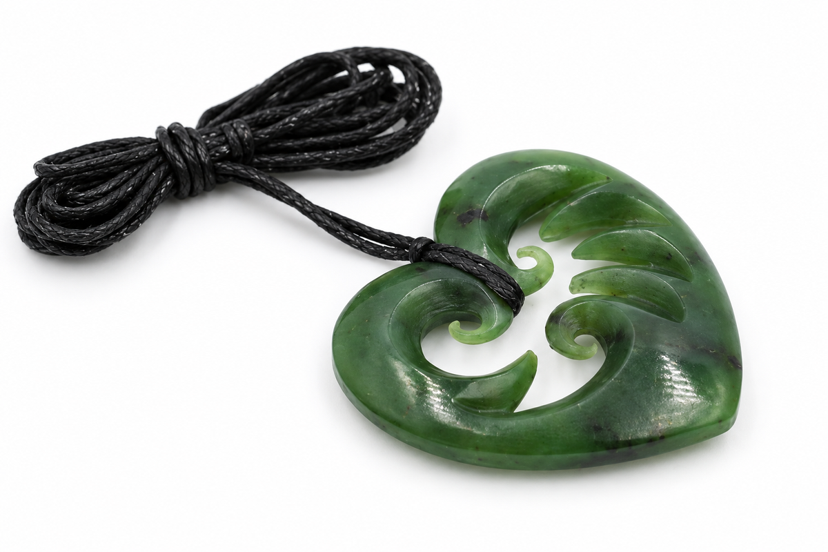 New Zealand Greenstone Heart Wave Heart