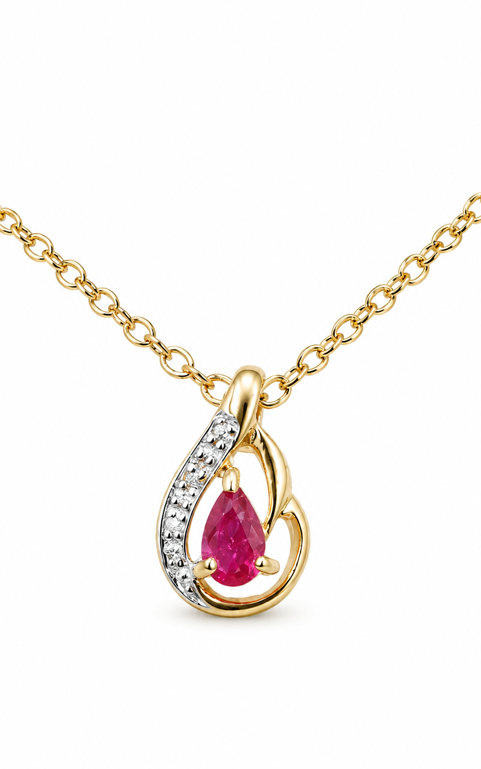 9ct Gold Genuine Ruby And Diamond Pendent 5P01278
