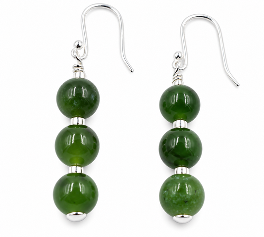 Stg Silver Set New Zealand Greenstone Drop Earrings SYE2020S