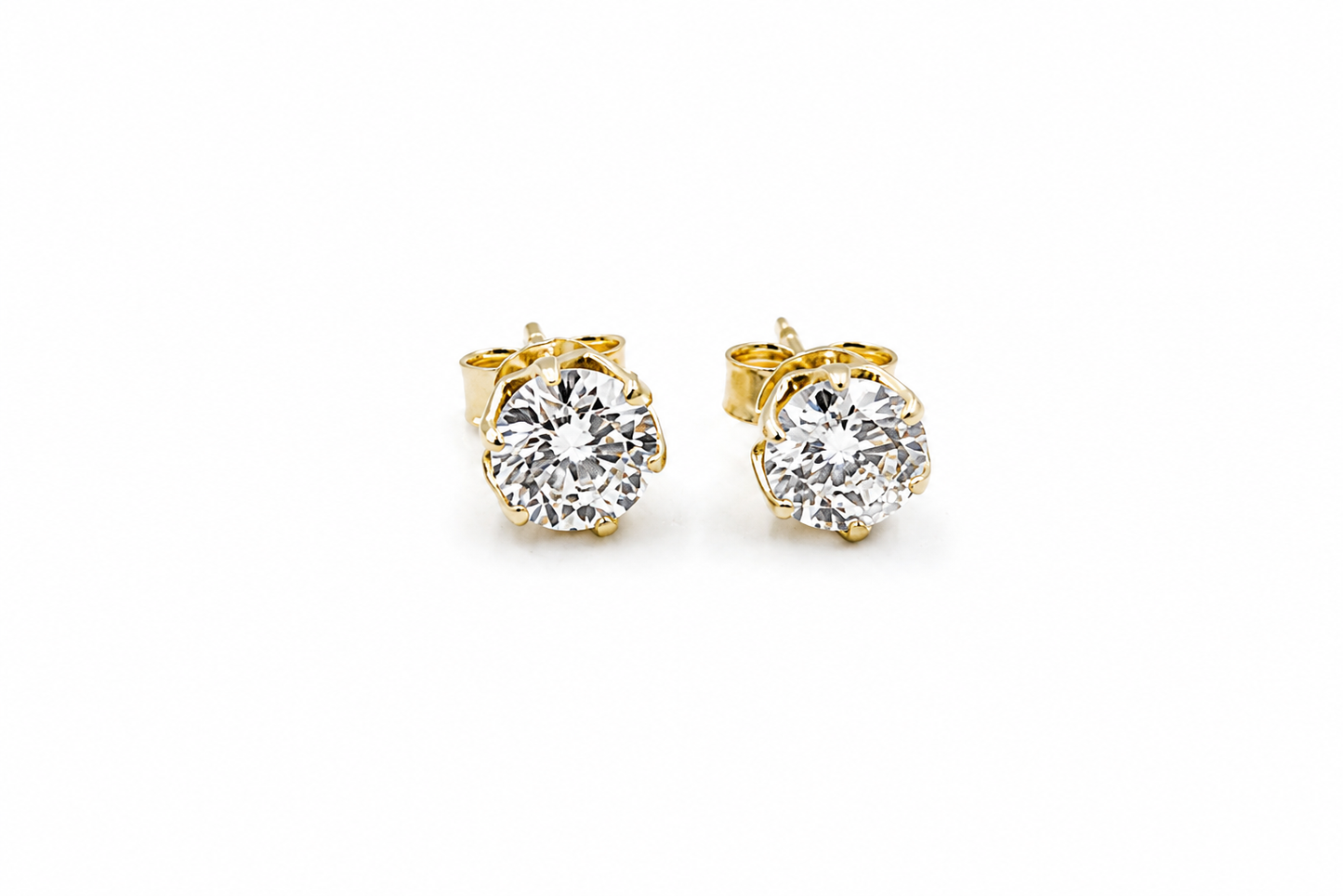 9ct Gold Set Lab Solitaire Diamond Earrings TDW 2.25ct SJAUCER4886L