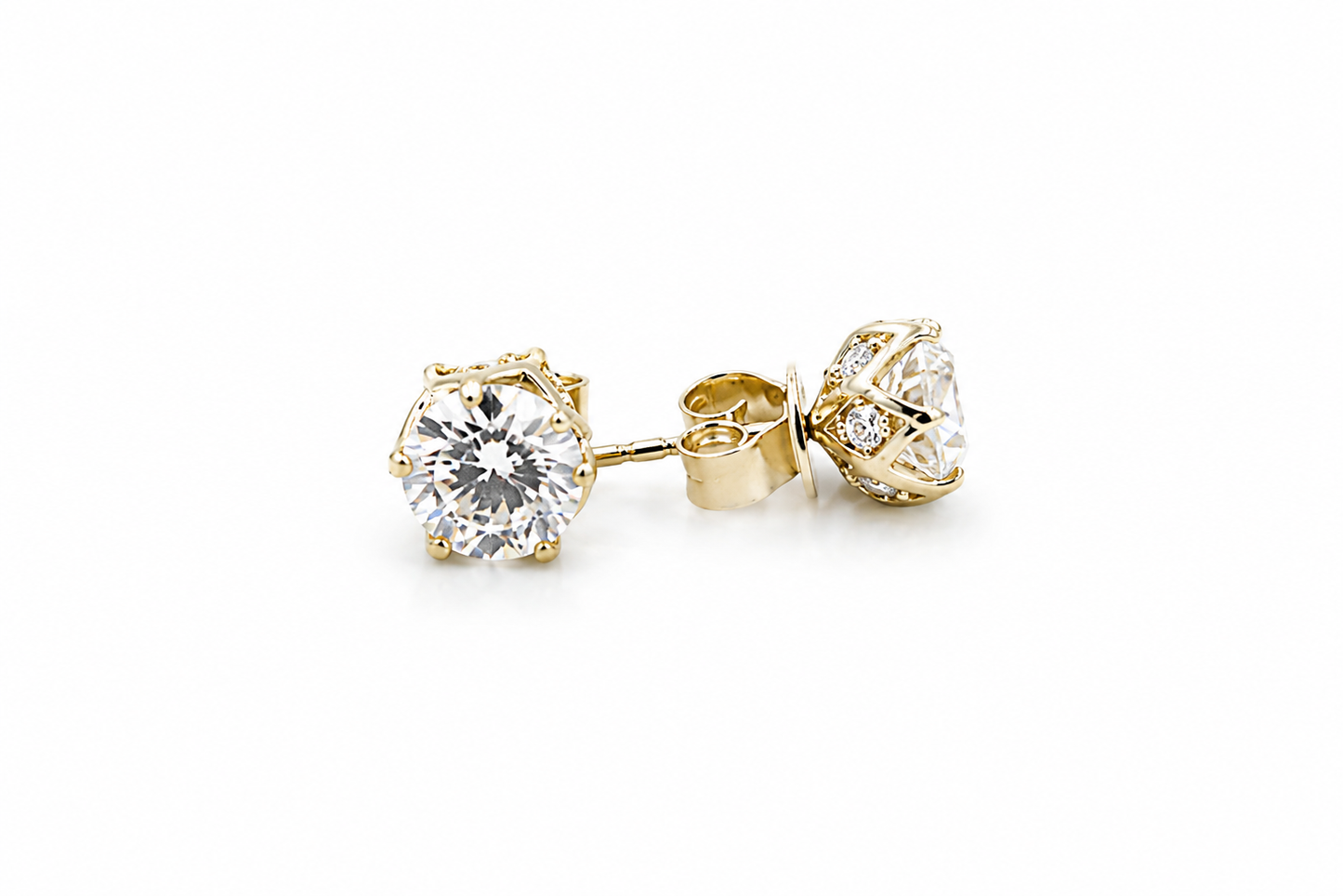 9ct Gold Set Lab Solitaire Diamond Earrings TDW 2.25ct SJAUCER4886L
