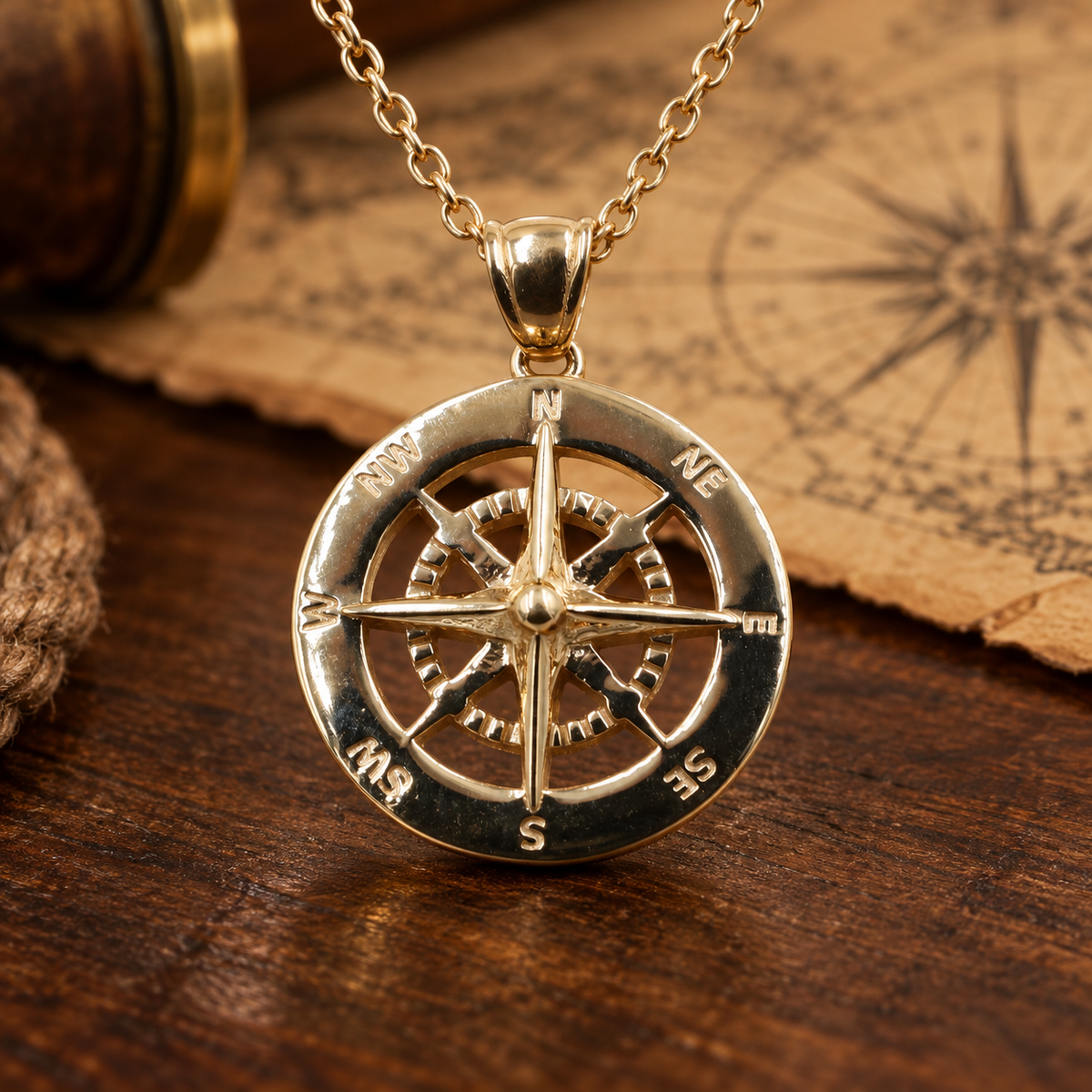 9ct Gold Compass Pendent SJ9P0046