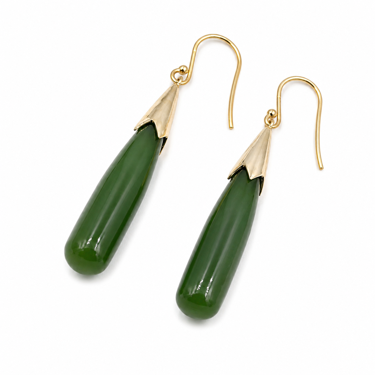 9ct Gold Set New Zealand Greenstone Drops SYE2021