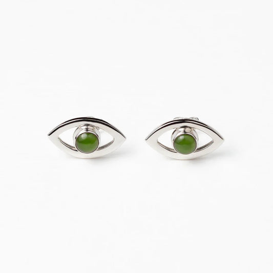Stg Silver Pounamu Eye Candy Stud Earrings