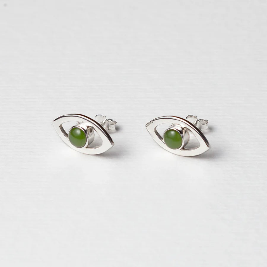 Stg Silver Pounamu Eye Candy Stud Earrings