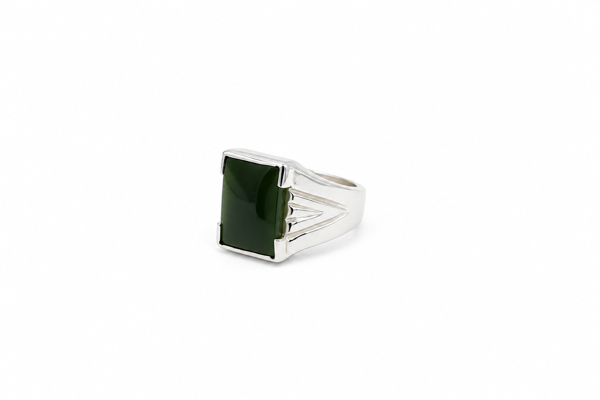 Stg Silver Ring with Greenstone 489ALX
