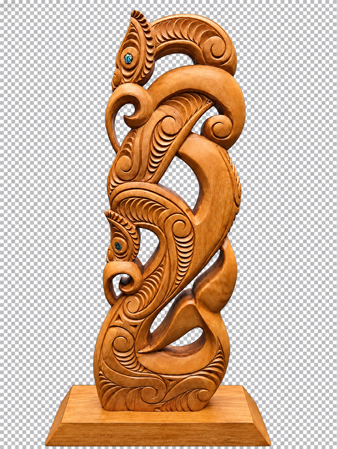 Wooden Hand carved Manaia With Whale Tail WA041
