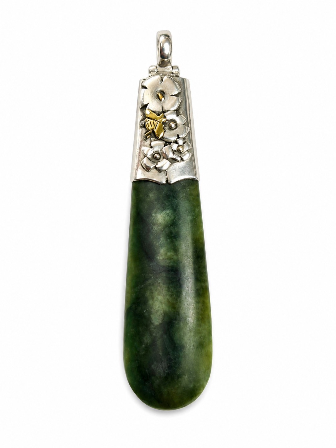 New Zealand Greenstone Toki Set with Stg Silver SJ115