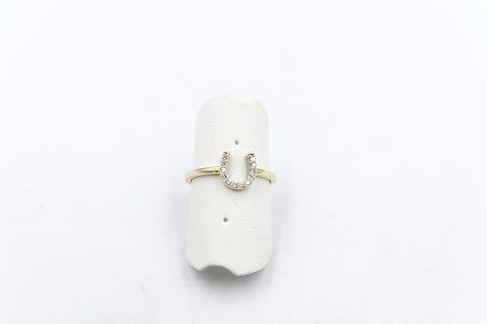 9ct Gold Horseshoe Ring with Diamonds AURG1210