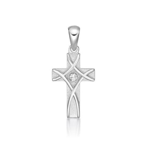 Stg Silver weave Cross 47-10099-610