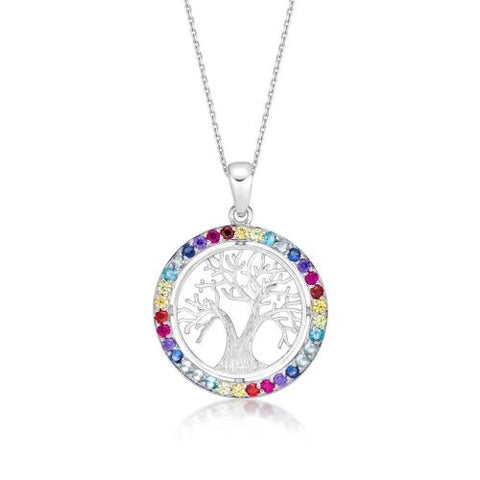 Stg Silver Rainbow TREE OF LIFE pendent