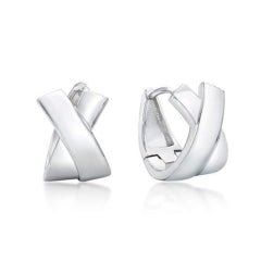 Stg Silver Wide X Huggies 10.3mm wide