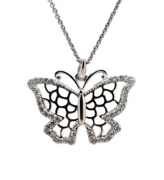 Stg Silver CZ EDGE, HONEYCONE BUTTERFLY, with chain 40-11765-710