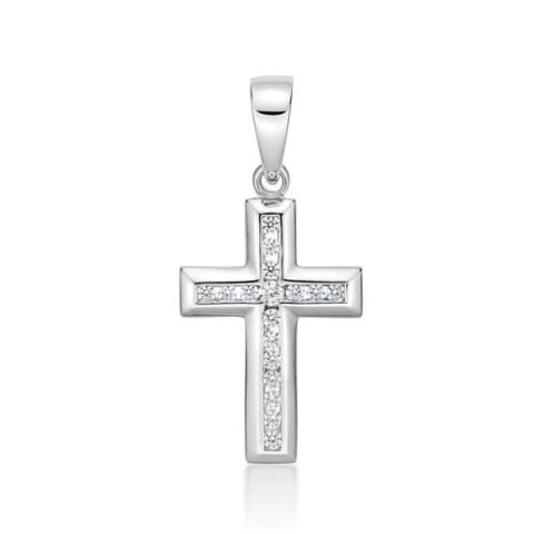 Stg Silver CZ Set Cross 40-10058-610