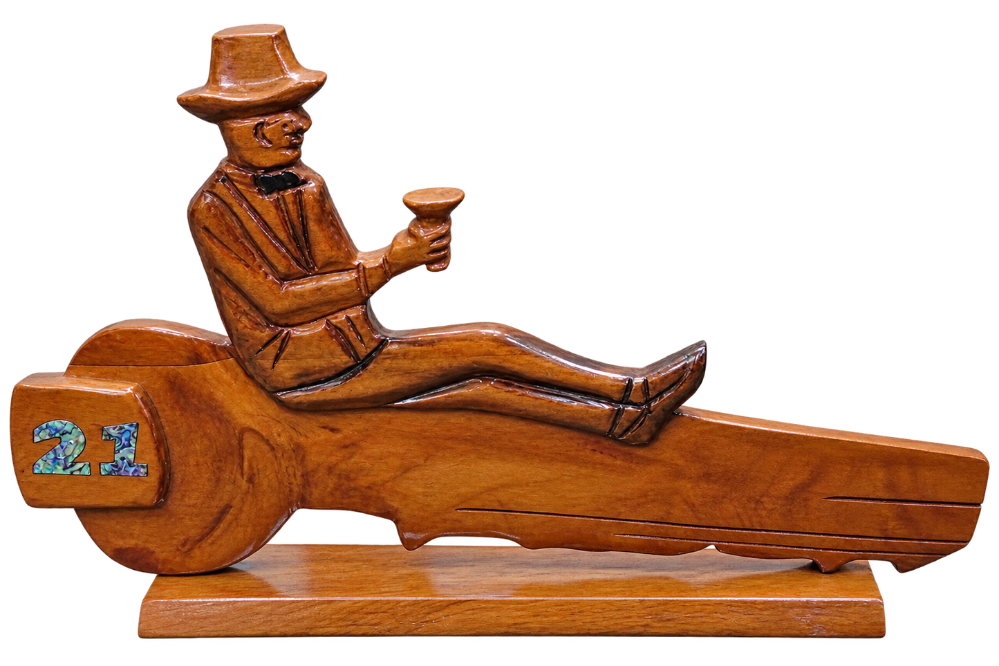 Handmade Swamp Kauri 21st Key on stand 560mm