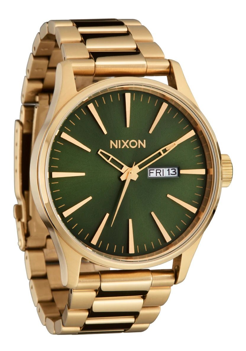 Nixon Mens Sentry SS Gold/Green Sunray Watch - A356-1919-00