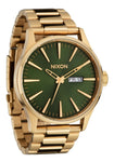Nixon Mens Sentry SS Gold/Green Sunray Watch - A356-1919-00