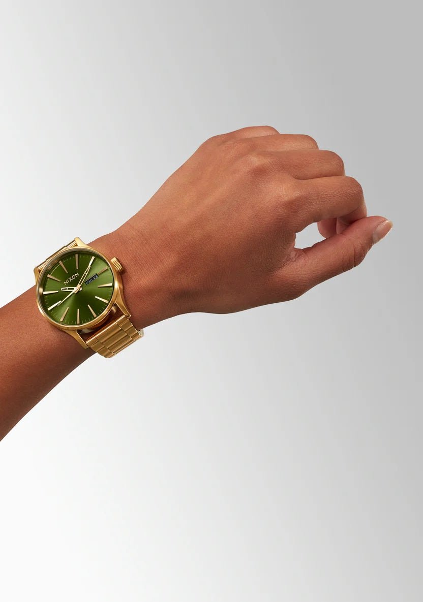 Nixon Mens Sentry SS Gold/Green Sunray Watch - A356-1919-00