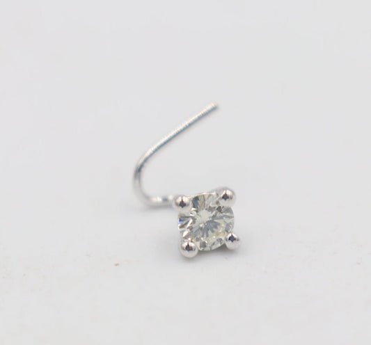 9ct White Gold Genuine Diamond Nose Stud 0.19ct