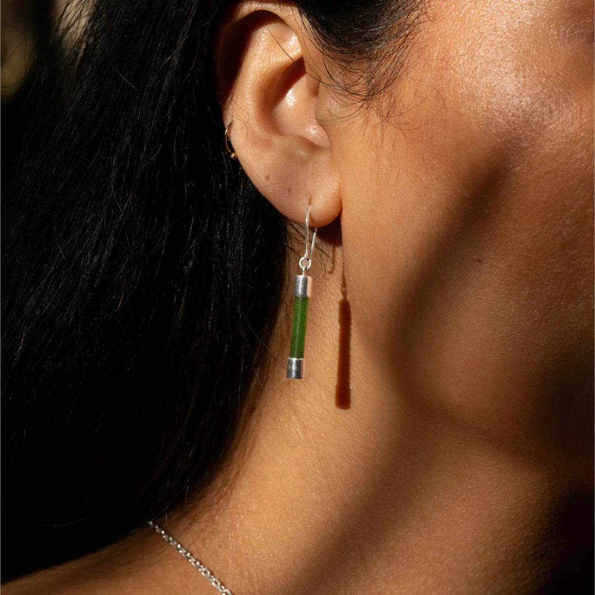 Stg Silver Set Pounamu Fob Earrings