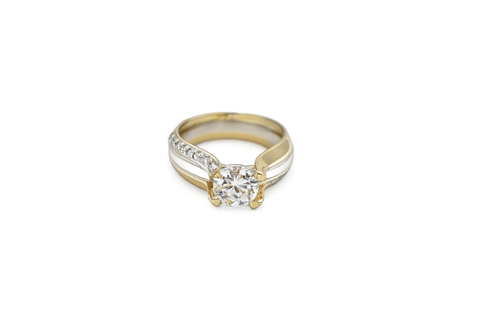 18ct White and Yellow Gold Lab Diamond Solitiare Ring SYR000