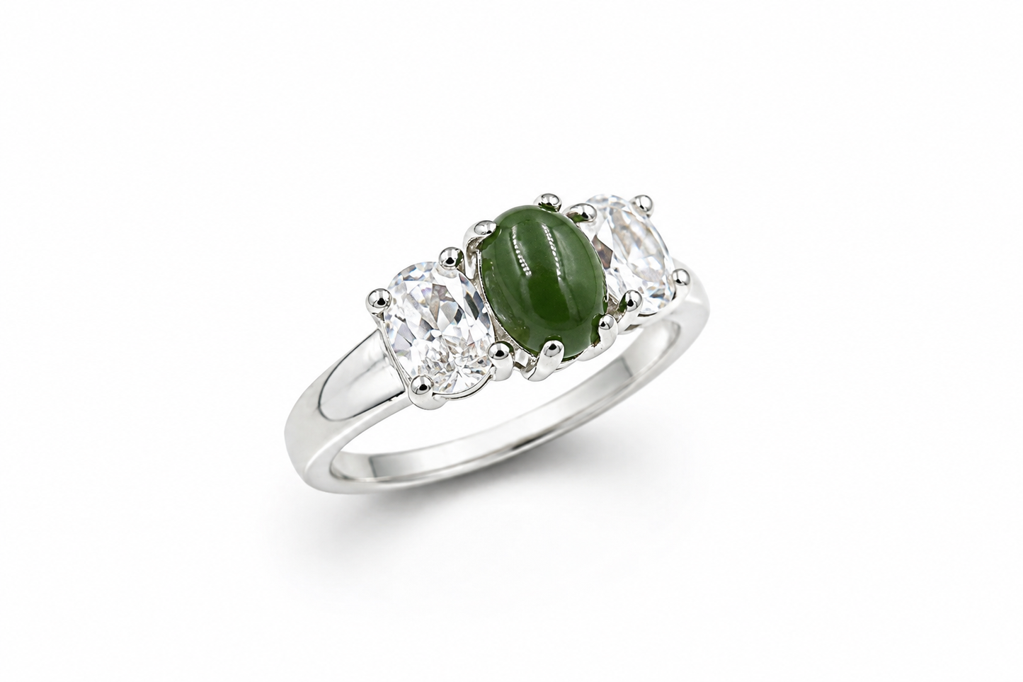 Stg Silver Greenstone set Ring ALX485