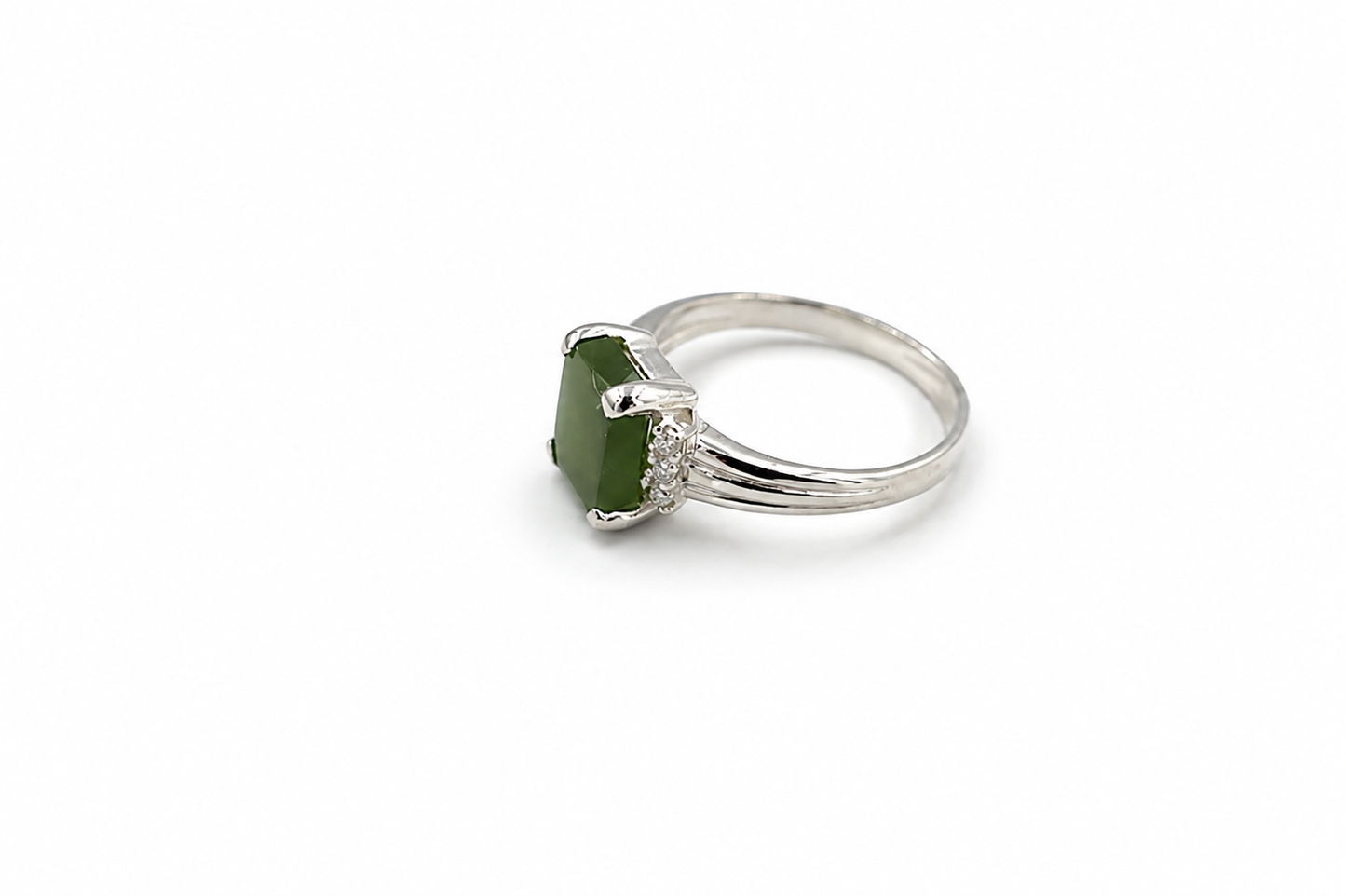 Stg Silver Greenstone set Ring ALX453