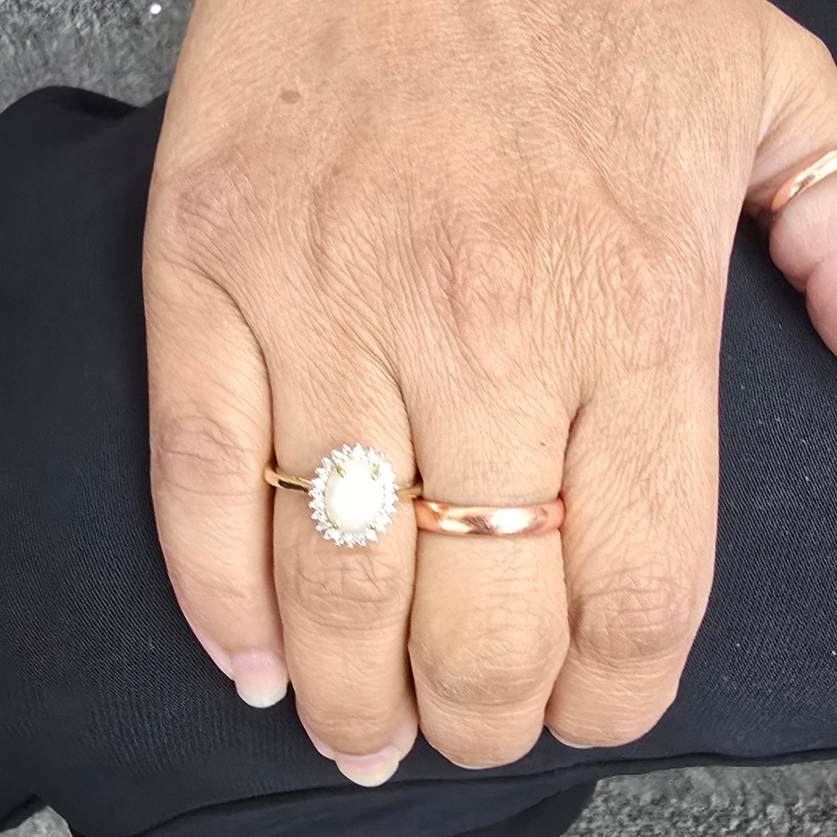 10K Gold Opal & Diamond Set ring