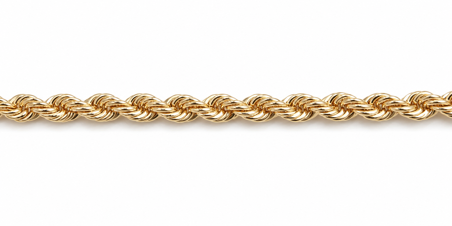 9ct Gold Italian Rope Bracelet 19cm 80HVC91/4 19cm