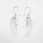 Stg Silver Angel Wing Earrings carved from Mother of Pearl