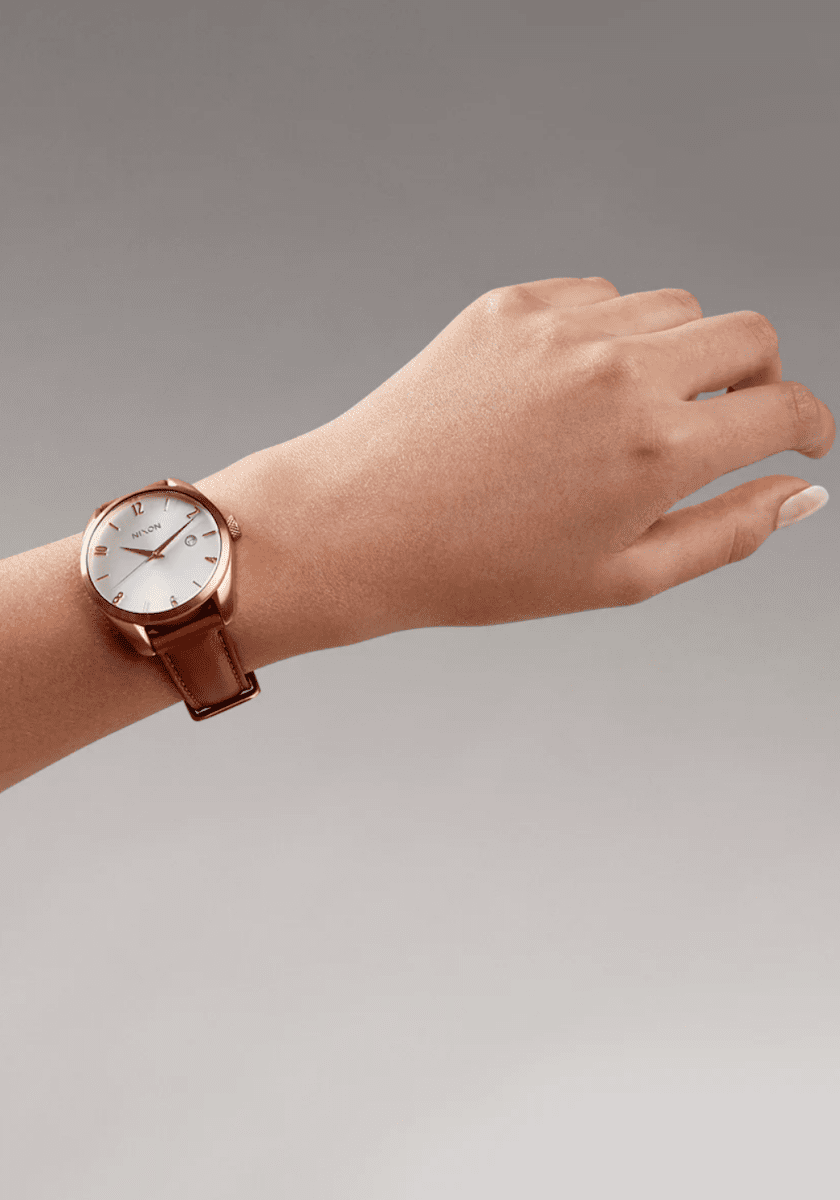 Nixon Ladies  Thalia Leather Rose Gold/White Watch - A1343-1045-00