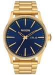 Nixon Mens Gold/Blue Sunray Sentry SS Watch - A356-3334-00