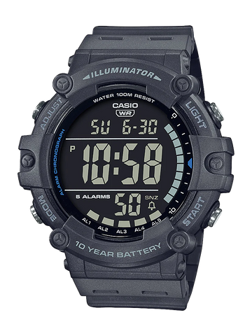 Casio Mens 50 WR LCD/Grey Case Watch - AE1500WH-8B