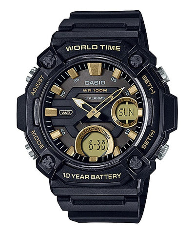 Casio Duo Monotone Gold/Black Watch - AEQ120W-9A