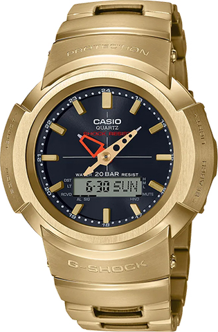 G Shock Due Gold Metal With Black Dial Watch - AWM500GD-9A